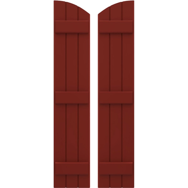 Ekena Millwork Americraft 3-Board (3 Batten) Wood Joined Board-n-Batten Shutters w/Ellipt Top, ARW401BE311X77MRH, PR ARW401BE311X77MRH - main
